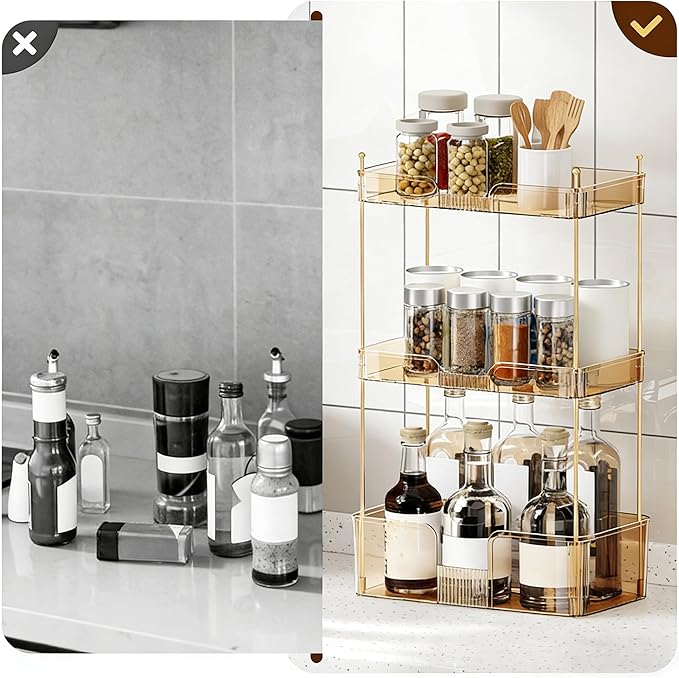 Akinbas 3 Tier Bathroom Organizer Countertop Makeup Perfume Tray Skincare - Image 6
