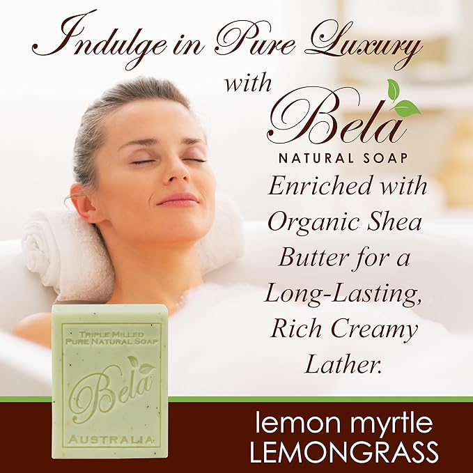 BELA Lemon Myrtle and Lemongrass Soap Bars 3.3 OZ French Triple Milled Bar Soap - Image 6