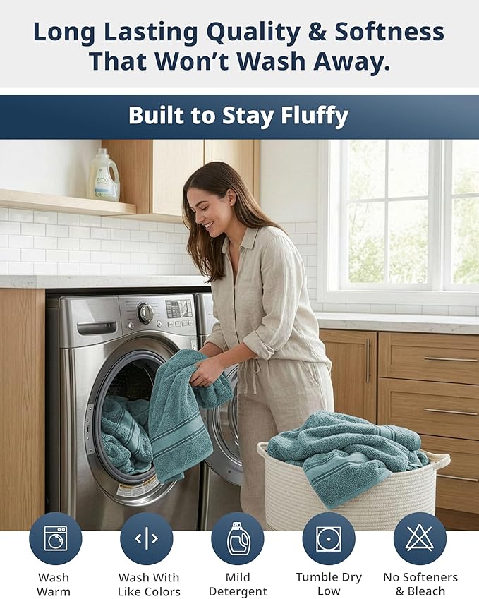 Lane Linen 100% Cotton Bath Towels 4 Pack - Image 9