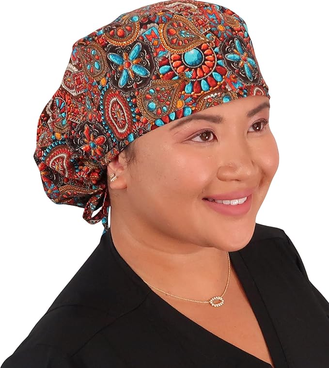 Sparkling EARTH Big Hair Ponytail Classic Surgical Style Scrub Working Cap - Image 6