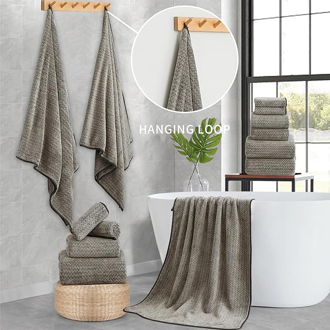 Ultra Soft Bath Towel Set, 12 Piece Family Bathroom Towels Set - Image 2