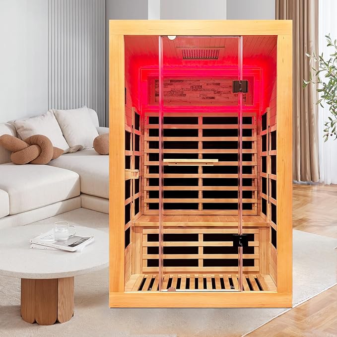 OUTEXER Infrared Sauna 2000W Wooden Saunas Home Spa Room Canadian Hemlock Wood - Image 6