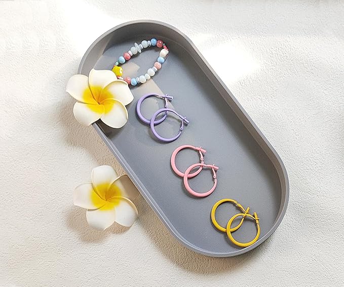 Gray Small Tray, Oval Tray for Kitchen Counter, Bathtub Bathroom Vanity Items - Image 5