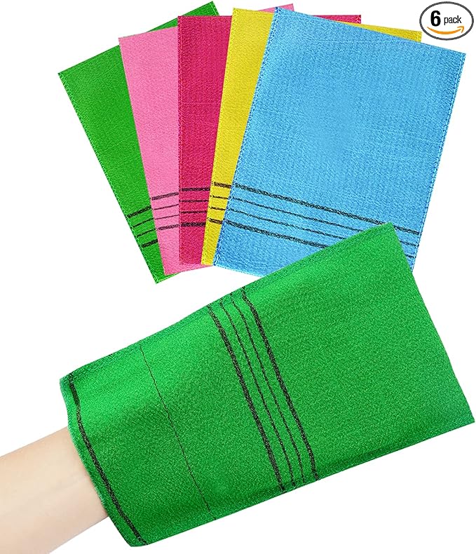 6 Pcs Exfoliating Washcloth, Korean Exfoliating Mitt Colorful Korean by Prudiut