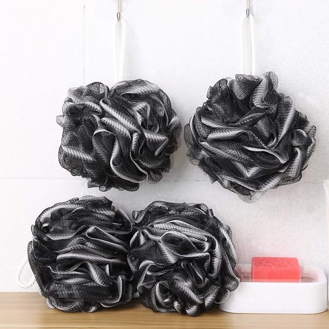 BTYMS 4 Pieces Shower Loofahs Bath Scrunchies 75g/pcs Large Bath Sponge Body - Image 3