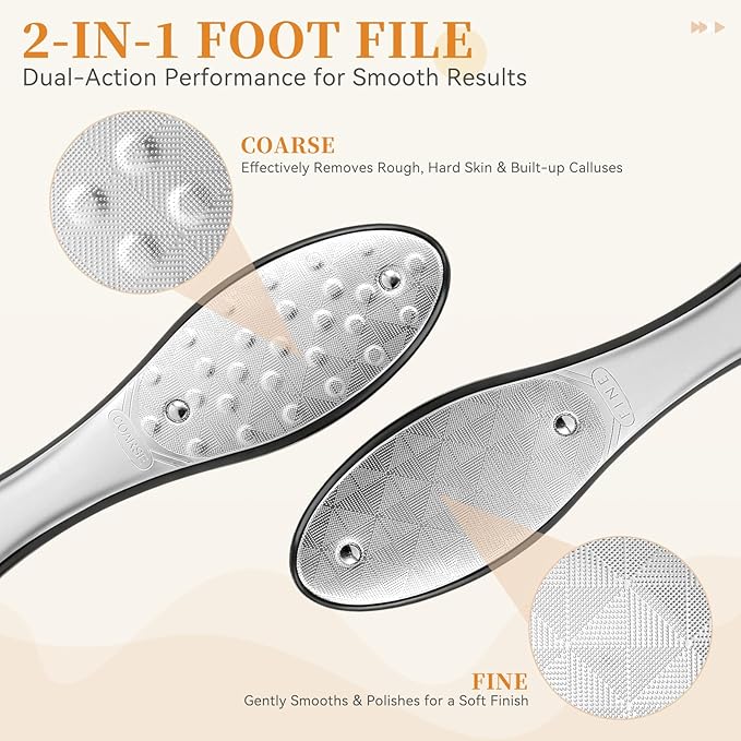 Foot Callus Remover for Feet, Metal Foot File Scraper, Stainless Steel Dual - Image 2