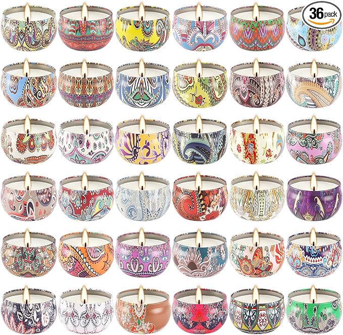 Scented Candles Gifts Set of 36 – 2.5oz Aromatherapy Travel Tin Candles by CAKETYCG