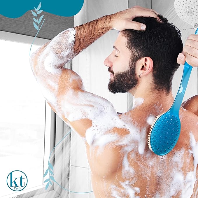 2 Pack Bath Body Brush Long Handle Back Shower Brush Exfoliating Back, and Feet - Image 6