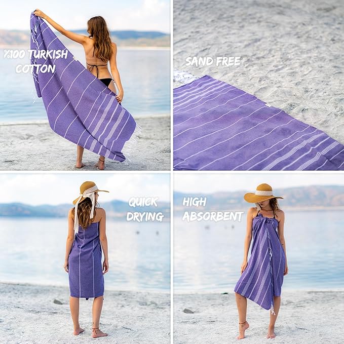 Ray Silver Turkish Beach Towel – 100% Cotton 40x71 Quick Dry Oversized Sand - Image 2