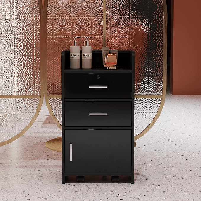 SSLine Modern Salon Station Black Floor Stand Styling Sation Wood Salon Cabinet by SSLine