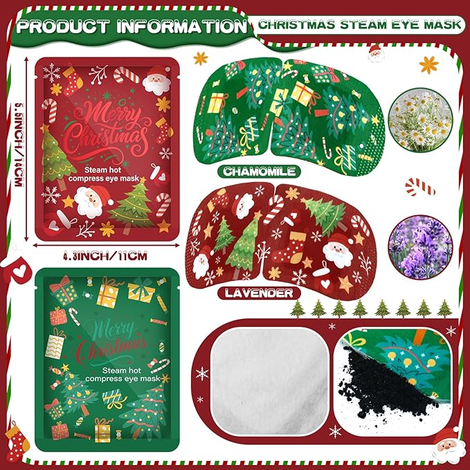 Bonuci 30 Pcs Christmas Steam Eye Masks Bulk - Image 2