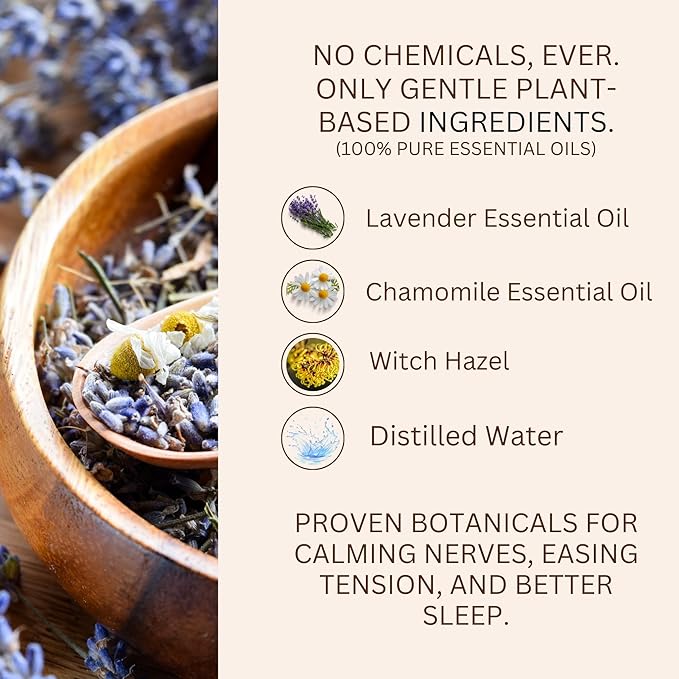 Stress Relief Pillow Spray, Lavander & Chamomile 100% Natural 2.0 Oz. Spray - Image 2