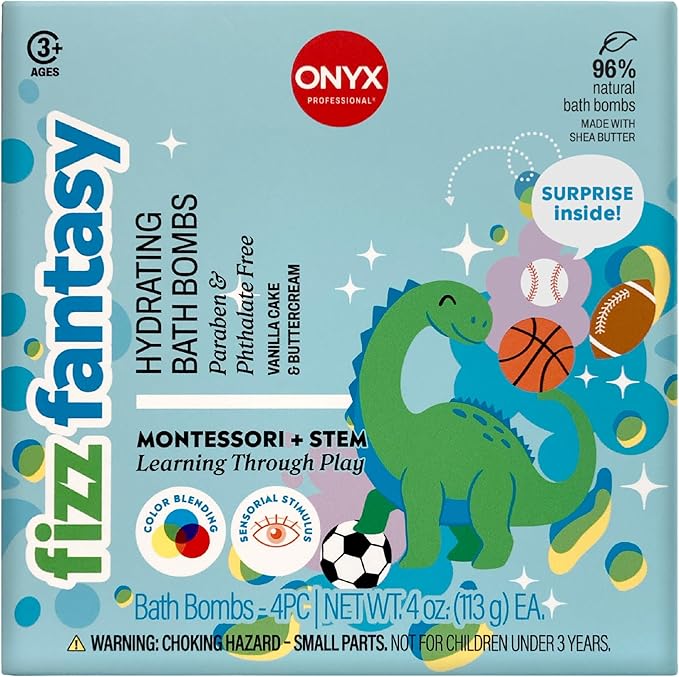 ONYX Professional Fizz Fantasy Hydrating Kid’s Bath Bomb, Vanilla Cake and - Image 2