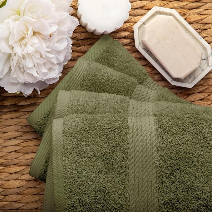 Superior Egyptian Cotton Pile Hand Towel Set of 4, Ultra Soft Luxury Towels - Image 3