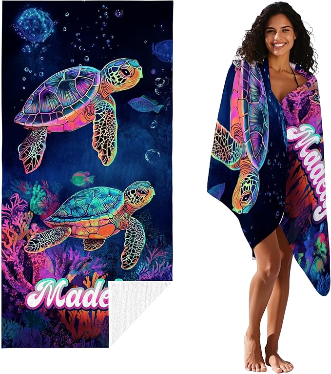 JML Custom Beach Towel with Name, Personalized Microfiber Beach Towel with Name - Image 3