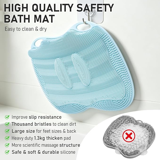 XL Shower Foot Scrubber Mat, Silicone Feet Massage Scrubber in Shower Clean - Image 6