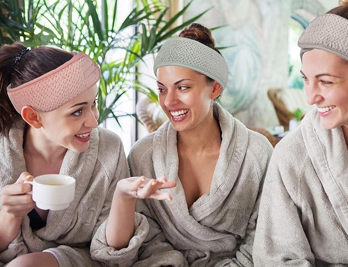 Whaline 4 Pack Spa Facial Headband Makeup Hair Wrap Adjustable Hair Band Soft - Image 5