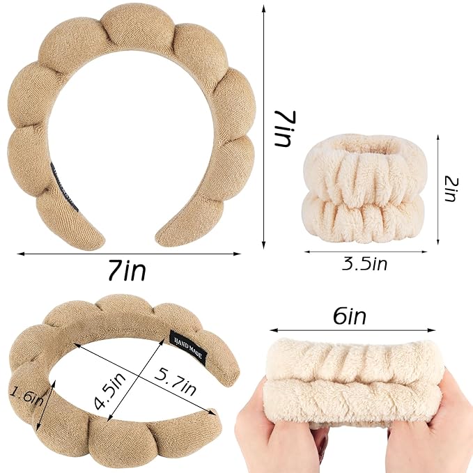 Zkptops Spa Headband for Washing Face Wristband Set Sponge Makeup Skincare - Image 6