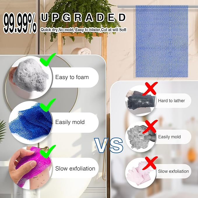 6 Pieces African Net Sponge Authentic Exfoliating Washcloth, Quick-Drying - Image 5