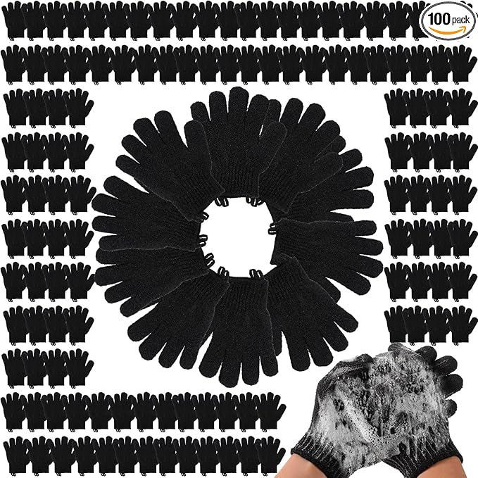 FoldTier 200 Pcs Exfoliating Gloves Bulk by FoldTier