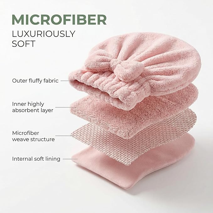 Cute Bow Microfiber Hair Towel for Girls, Quick Drying Hair Turban for Women - Image 9