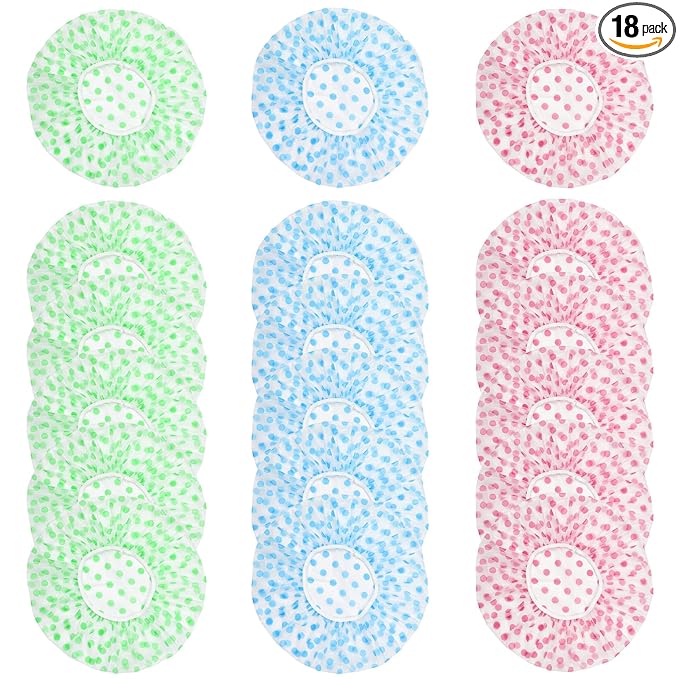 18 Pack Shower Caps for Women, Waterproof Reusable & Disposable Adjustable Bath by Unknown