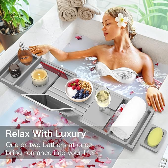 Bamboo Bathtub Caddy Tray - Image 3