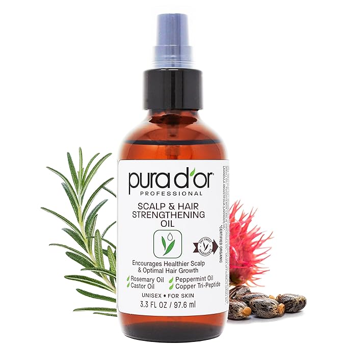 PURA D'OR Scalp & Hair Strengthening Oil Supports Optimal Growth, Nourish Roots by PURADOR