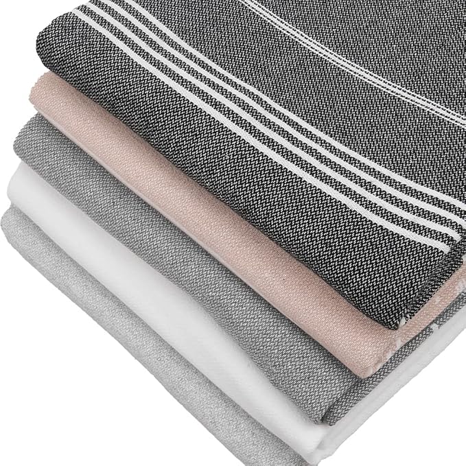 HAVLULAND Set of 5 Turkish Beach Towel Oversized 39x71 Turkish Bath Towels by Havluland