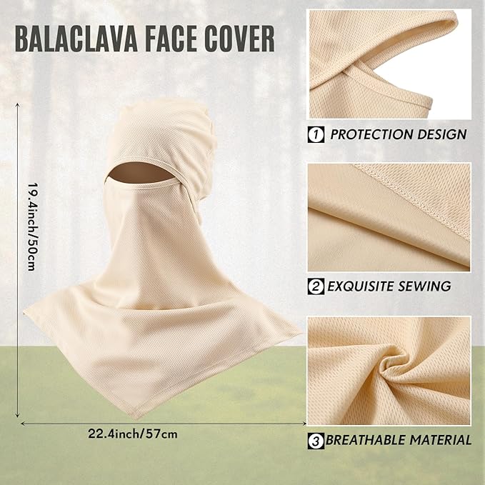 SATINIOR 3 Piece Balaclava Face Cover Sun Protection Neck Cover Summer - Image 3