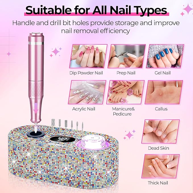 JOSGLOI Electric Nail Drill Professional: Shiny 40000RPM Electric Nail File Kit - Image 5