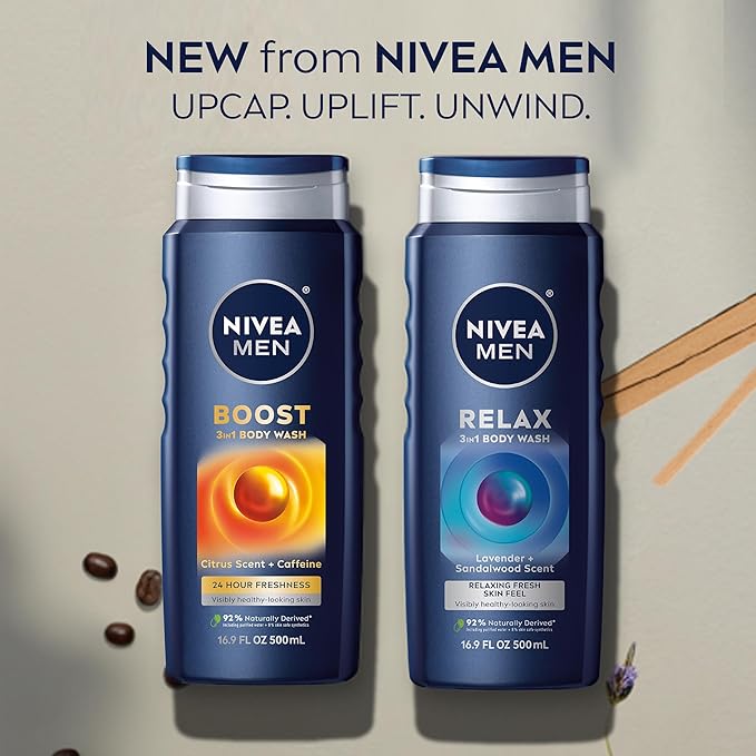 Nivea Men Relax 3-in-1 Body Wash, Lavender and Sandalwood Scented Men's Body - Image 8
