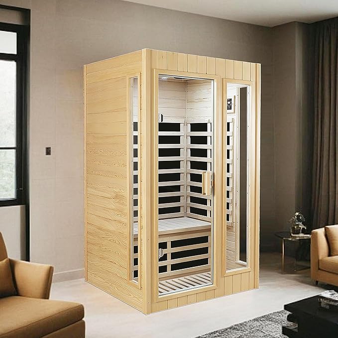 2 Person Sauna, Low EMF Far Infrared Sauna, 1500W Hemlock Wood Sauna Indoor - Image 8