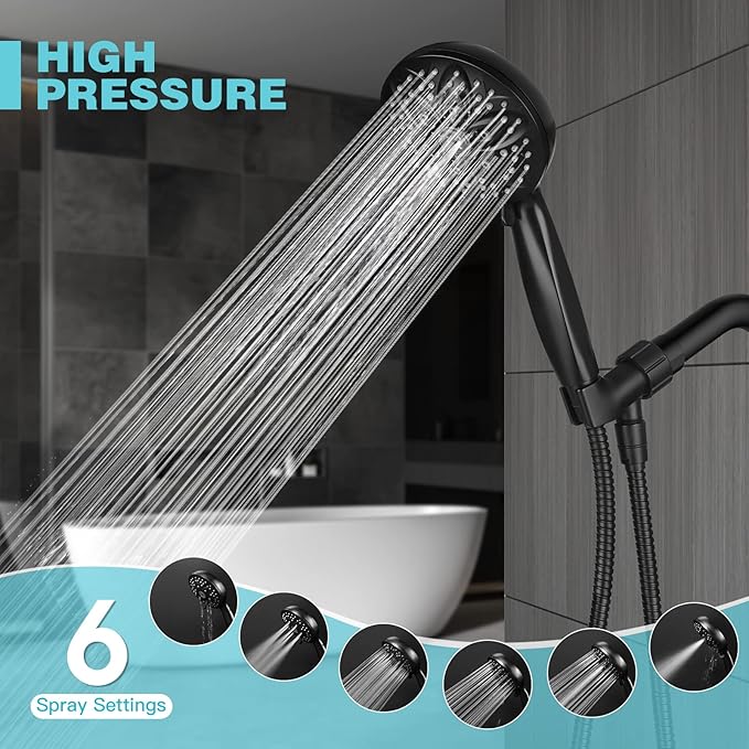 JDO Shower Head with Handheld, High Pressure Handheld 6 Settings, Detachable - Image 2