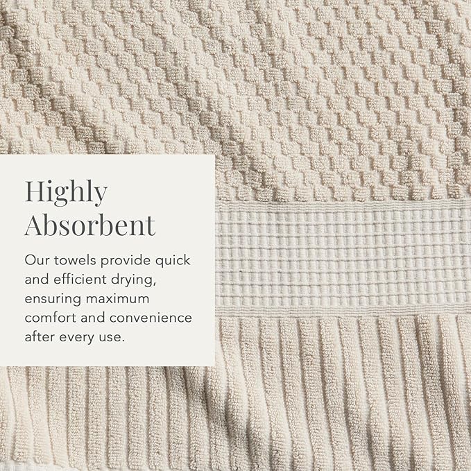 NY Loft 100% Cotton Bath Towel 4 Pack | Super Soft & Absorbent Quick-Dry Bath - Image 7