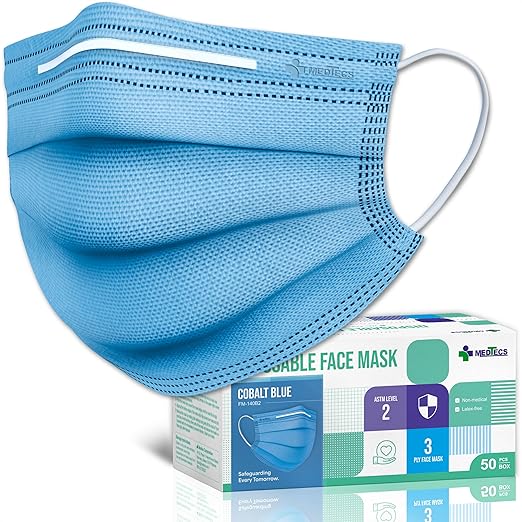 Medtecs Face Mask Disposable – Available in 50 & 2, 3-Ply Breathable, Soft Fit by MedtecsGroup