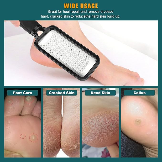 2 Pcs Foot Files Callus Remover, Stainless Steel Professional Pedicure Foot - Image 7
