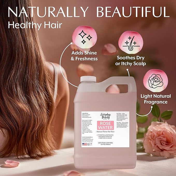 Rose Water Facial Toner - 32oz Bulk Alcohol-Free Vegan All Natural Refreshing - Image 4