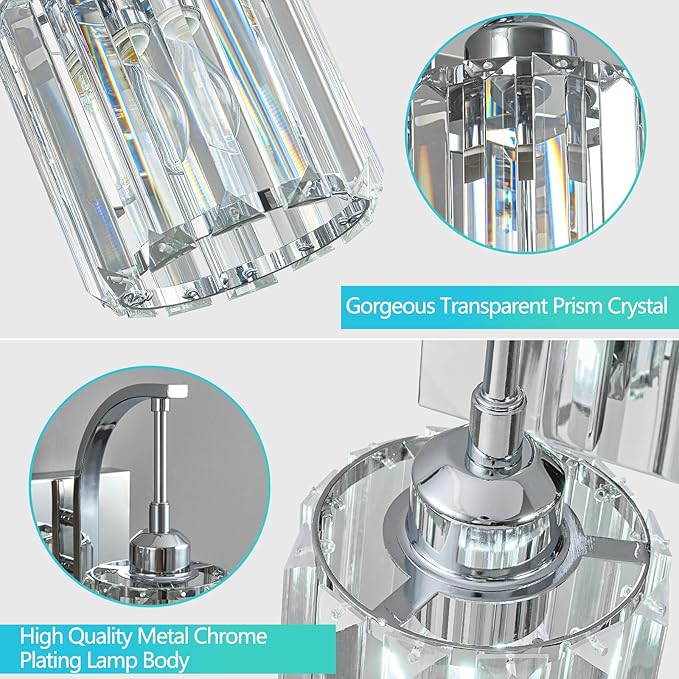 6-Light Crystal Vanity Light, Chrome Modern Wall Sconce - Image 5
