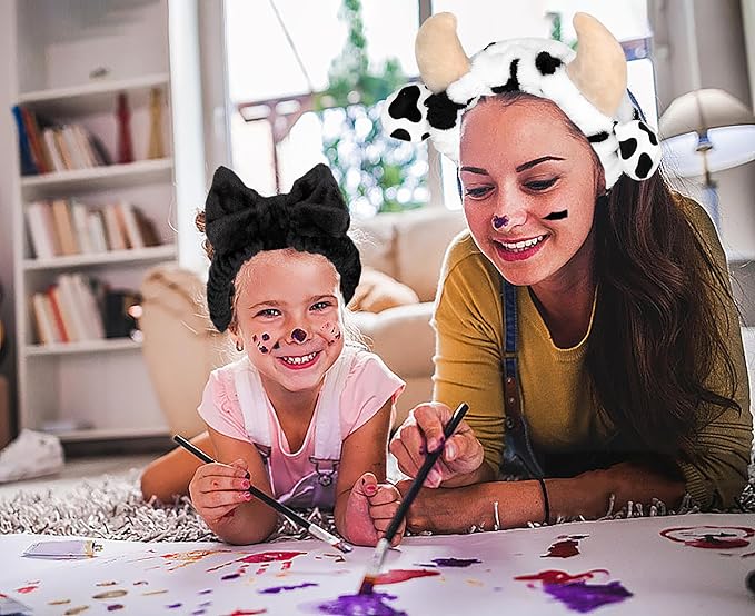 Women's Cow Print Spa Headband and Wristband Set - Image 2