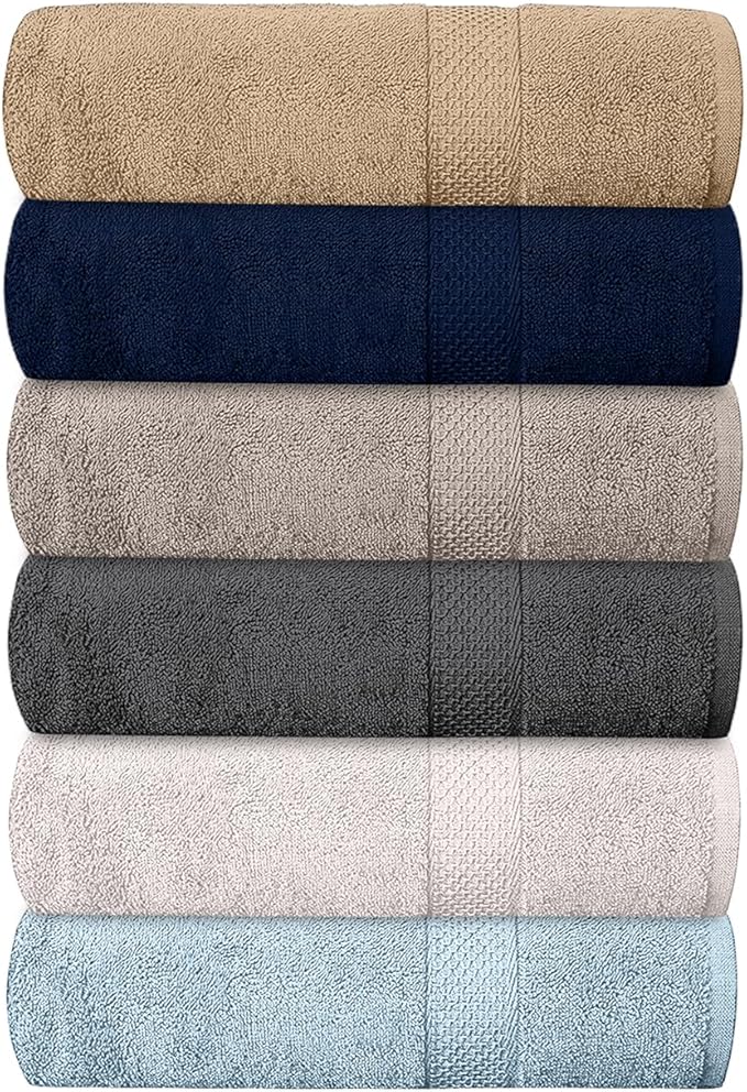 QUBA LINEN Hotel & Spa 100% Cotton Bath Towels Pack of 6, Ultra Soft, Quick Dry by QUBA+LINEN