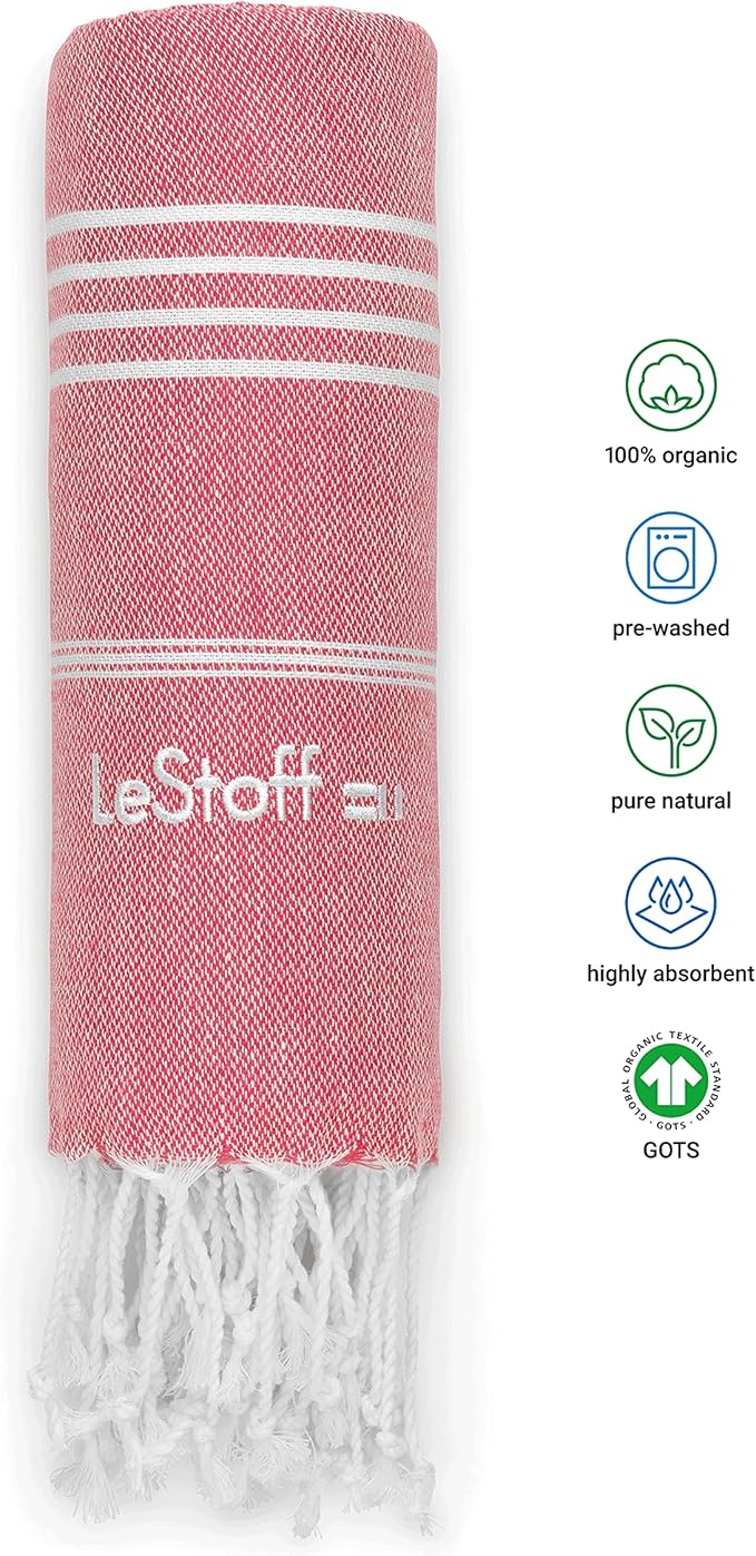 LeStoff Turkish Beach Towel 100% Organic Cotton Prewashed 38"x71" Soft Highly - Image 3