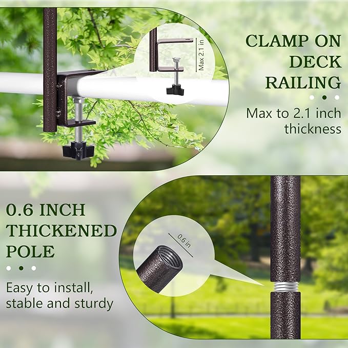 YINGYM Deck Bird Feeder Pole Porch Multi-Hooks Hanging Kit - Image 4