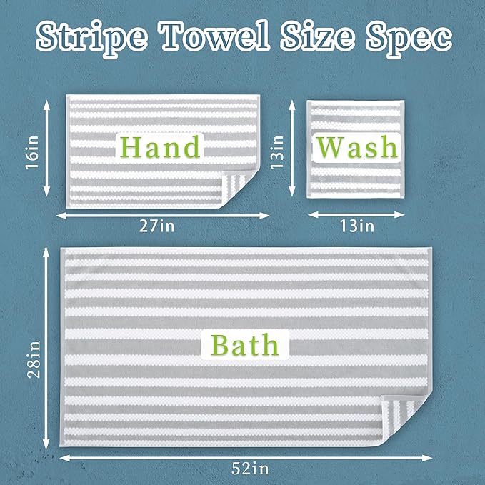 VOOVA & MOVAS Bathroom Hand Towels, Waffle Striped Bathroom Hand Towels - Image 4