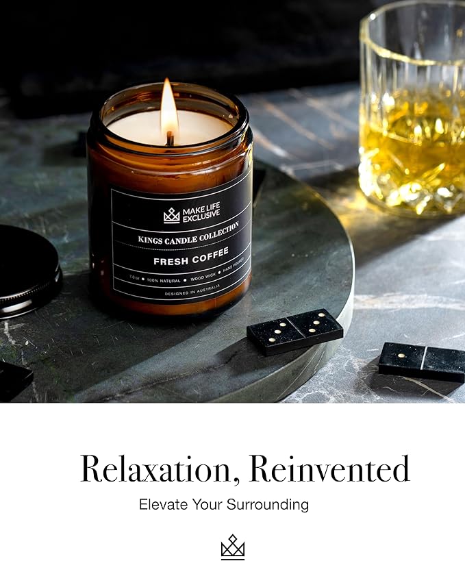 Scented Candles for Men | Fresh Coffee, Smells of Espresso | Wooden Wick - Image 7