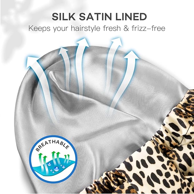 INNELO Luxury Shower Cap for Women Reusable Waterproof, Double Layered Shower - Image 4