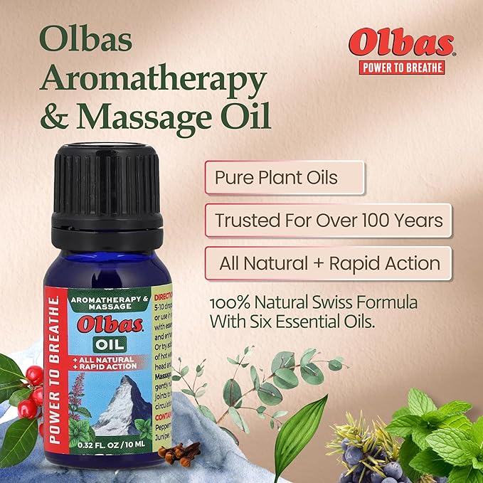 Olbas Massage and Aromatherapy Oil, 0.32 Fl Oz, Body Massage Oil, Swiss Herbal - Image 2