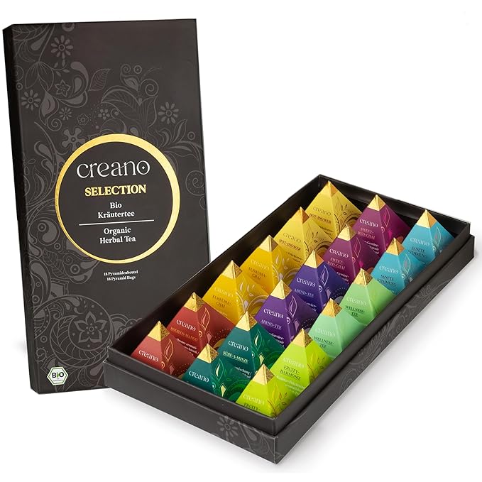 Creano Organic Herbal Tea Gift Set "Organic Herbal Tea" – 18 Pyramid Tea Bags by Creano