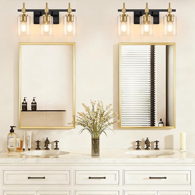 Asnxcju 3-Light Black and Gold Bathroom Light Fixtures, Vanity Lights - Image 8