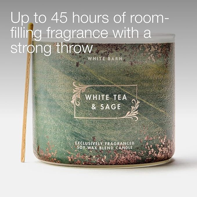 Bath & Body Works White Tea & Sage 3-Wick Candle - Image 5
